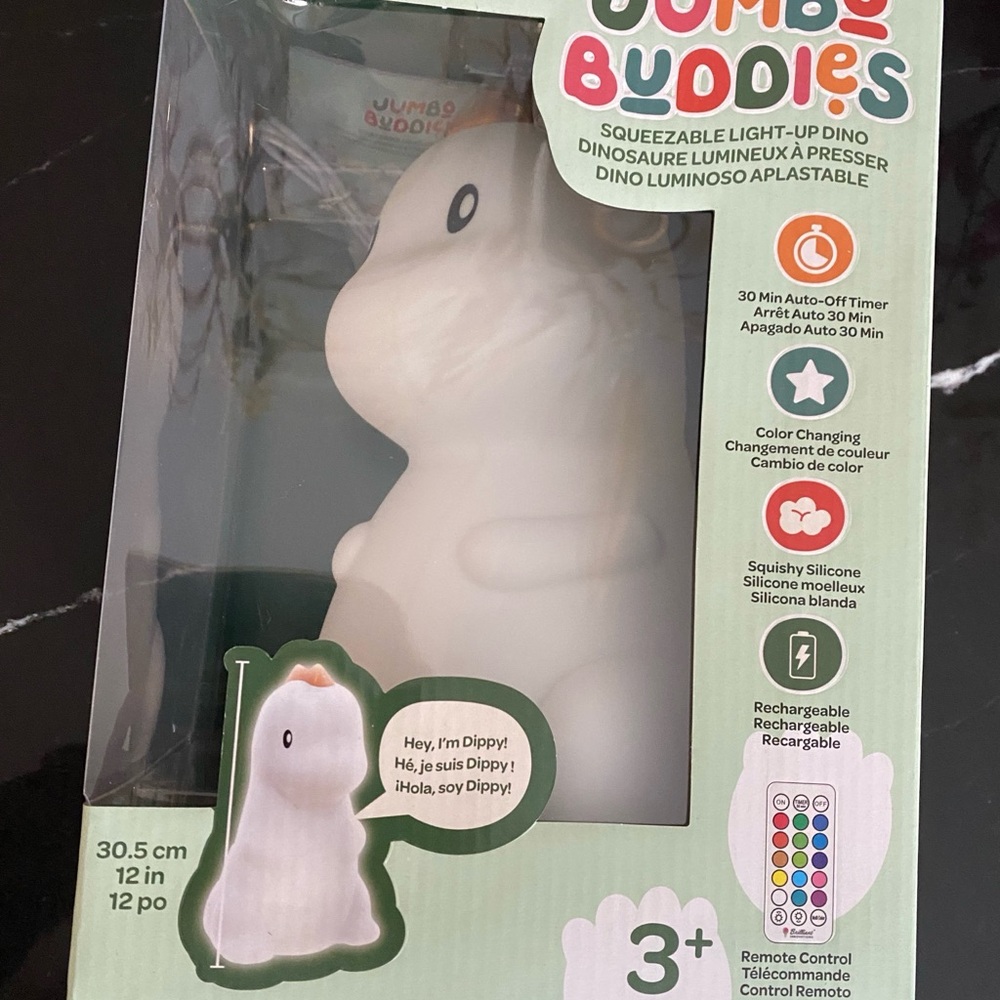 Jumbo Buddies12in Squeezable Light Dino